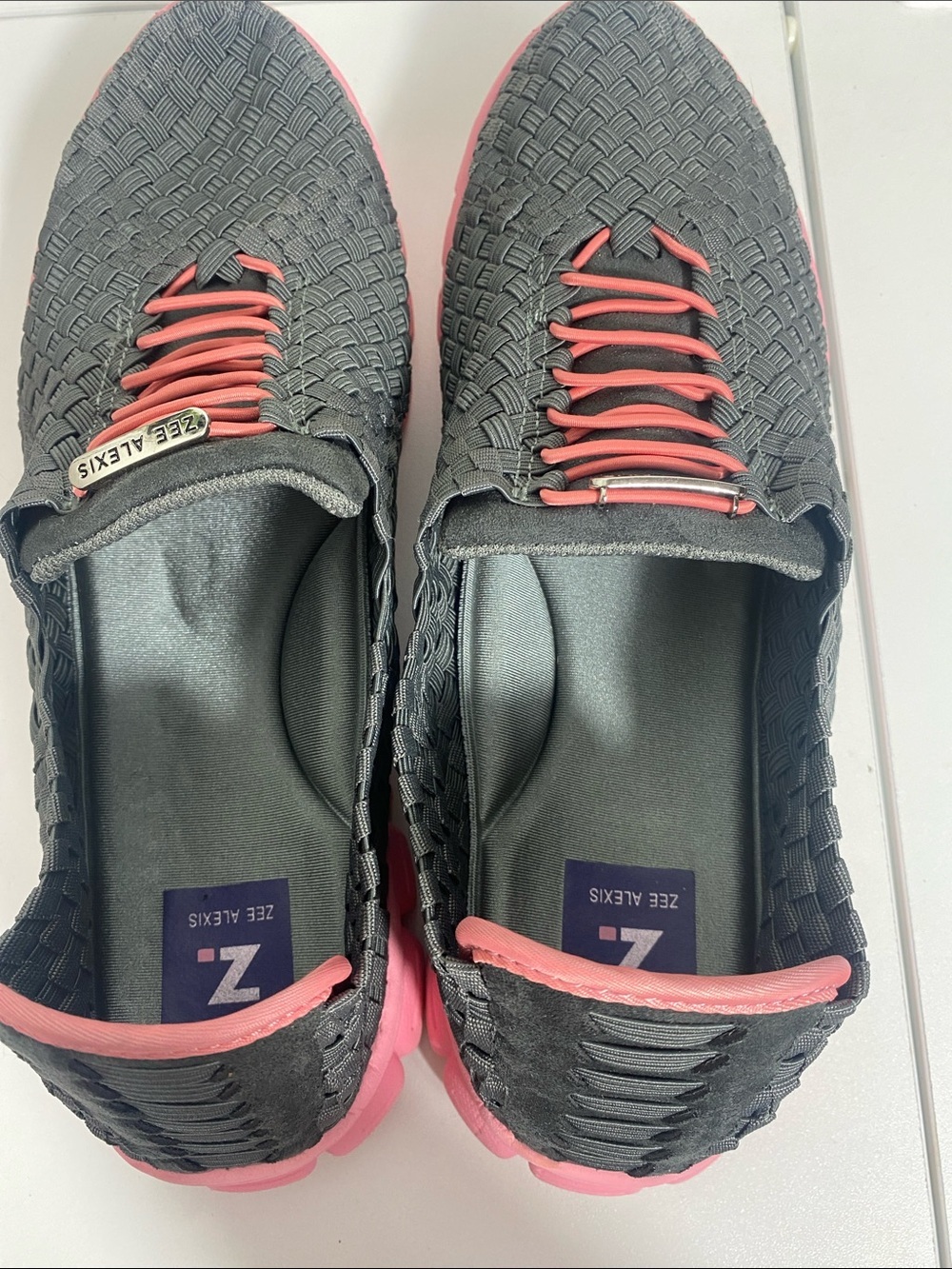 Zee Alexis Gray Woven Slip-On Sneakers with Pink Accents Size 10 - Picture 10 of 16